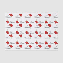 Papel De Seda Ame mis flores rojas del corazón de la tarjeta del