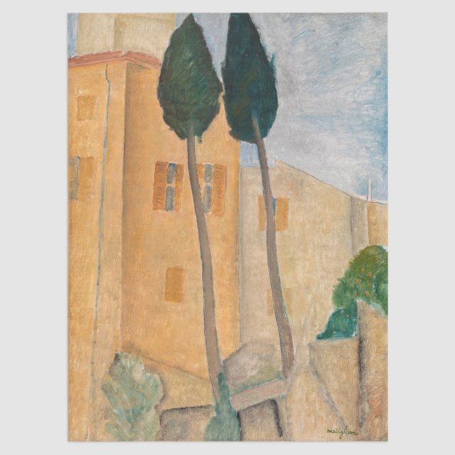 Papel De Seda Amedeo Modigliani - Cypreses y casas en Cagnes (Subido por el creador)