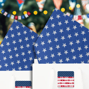 Papel De Seda Americana plateada con estrellas en azul marino