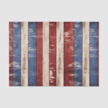 Americana Red White Blue Patriótico Faux Wood
