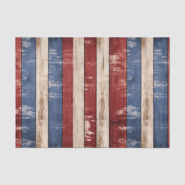 Papel De Seda Americana Red White Blue Patriótico Faux Wood