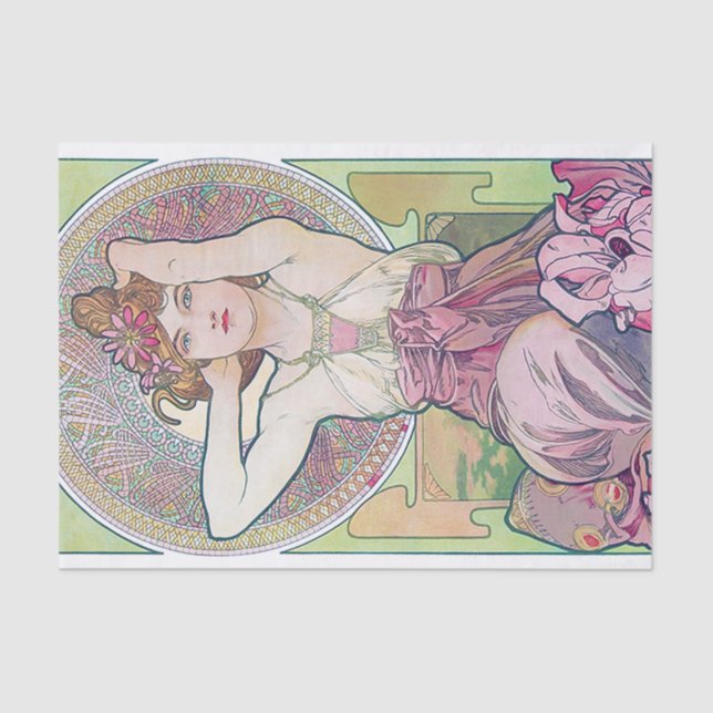 Papel De Seda Amethyst (Cuatro Joyas), Alphonse Mucha (Anverso)