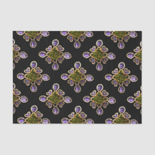 Papel De Seda Ametría púrpura Diamantes Emerales joyas (Anverso)