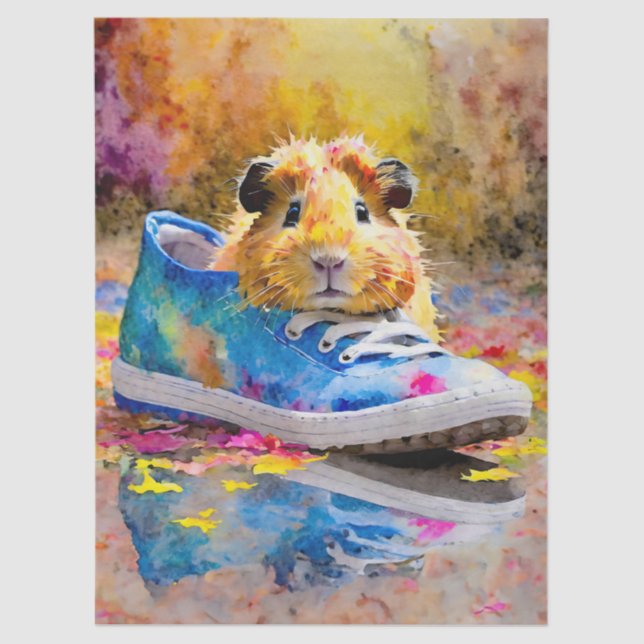 Papel De Seda Amigo asustado, cerdo guineano colorido (Anverso)