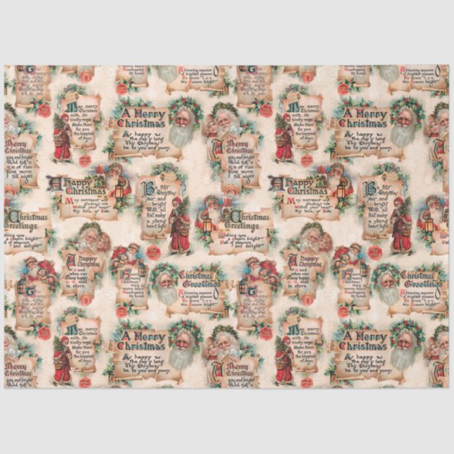 Papel De Seda Amigos antiguos con saludos de Navidad y Holly (Anverso)