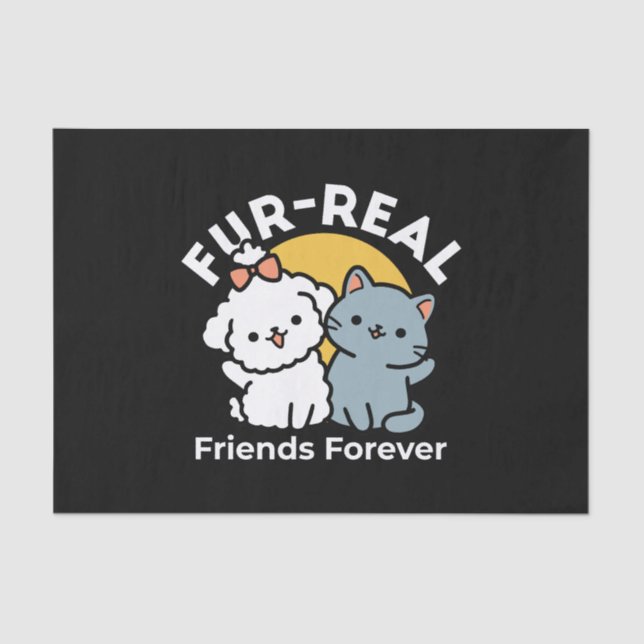 Papel De Seda Amigos De Verdad Para Siempre | Dúo de gato y perr (Anverso)