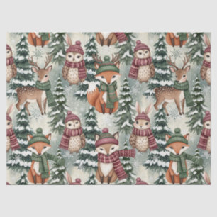 Papel De Seda Amigos del bosque invernal – Animales adorables