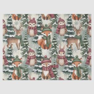 Papel De Seda Amigos del bosque invernal – Animales adorables (1