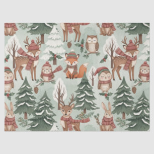 Papel De Seda Amigos del bosque invernal – Animales adorables (2
