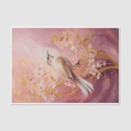 Papel De Seda Amigos del jardín dorado, pájaro elegante en rosa