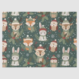 Papel De Seda Amigos encantadores del bosque invernal – Animales