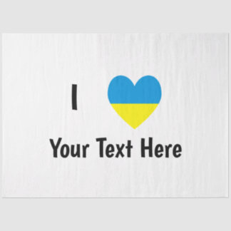 Papel De Seda Amo (Corazón Bandera Ucraniana) Texto Personalizad