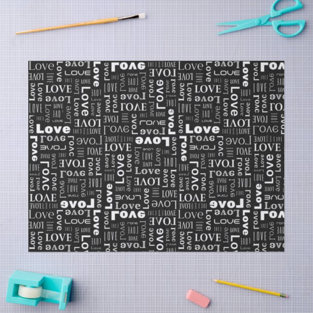 Papel De Seda Amor Blanco Fondo Negro (Artesanía)