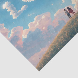 Papel De Seda "Amor" cinematográfico en el cielo y escena de la 