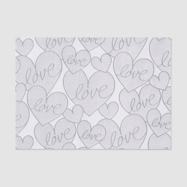 Papel De Seda Amor de Corazón Gris Boda Elegante   (Anverso)