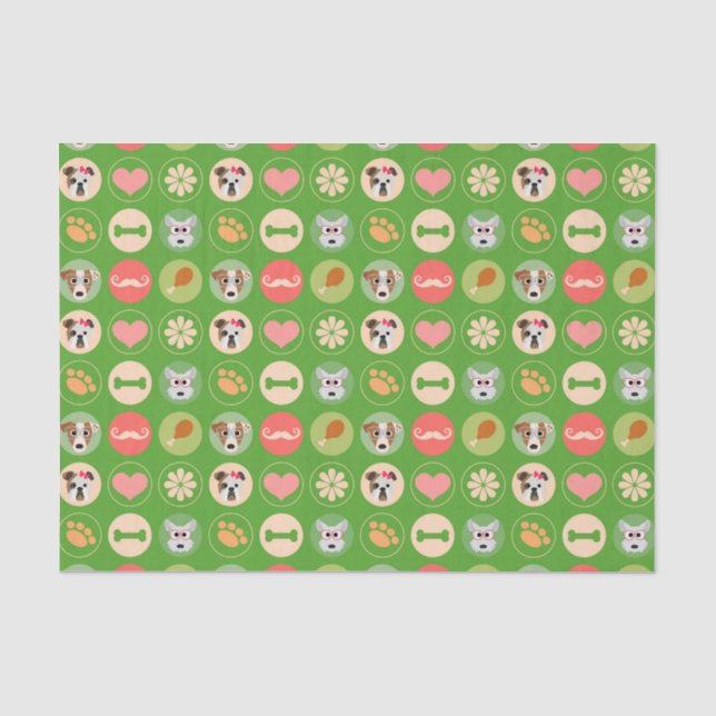 Papel De Seda Amor del perro en verde (Anverso)