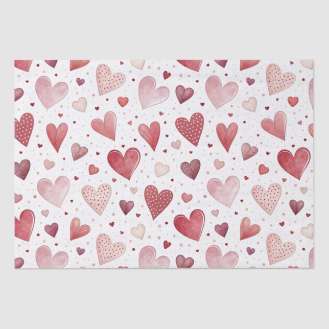 Papel De Seda Amor en acuarela - Patrón caprichoso (Anverso)