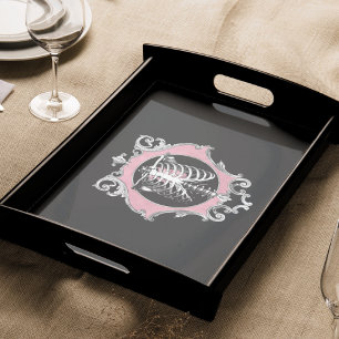 Papel De Seda Amor gótico   Floral cardíaca rosa y negra de esqu
