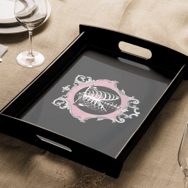 Papel De Seda Amor gótico | Floral cardíaca rosa y negra de esqu (Subido por el creador)