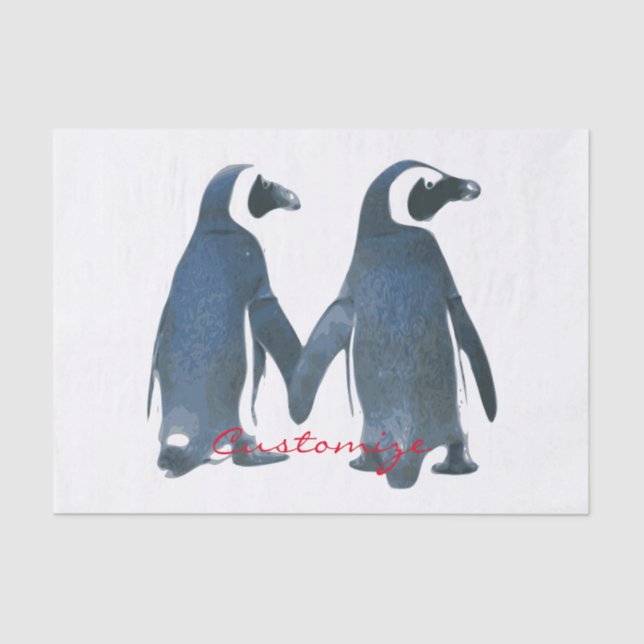 Papel De Seda Amor pájaros Pingüino Pareja Thunder_Cove (Anverso)