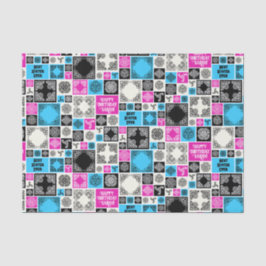 Papel De Seda Añadir nombre y relación cumpleaños magenta y azul