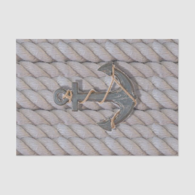 Papel De Seda ancla náutica de madera de la cuerda de la playa (Anverso)