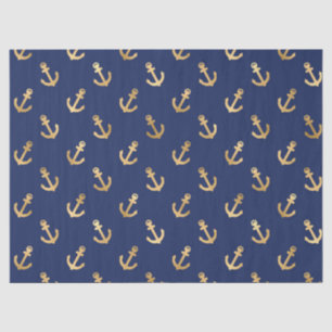 Papel De Seda Anclas de oro en color azul oscuro/morado