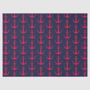 Papel De Seda Anclas rojas náuticas lindas azul marino