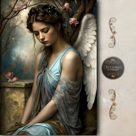 Papel De Seda Ángel Alas Azules Romántico Arte Antiguo Decoupage