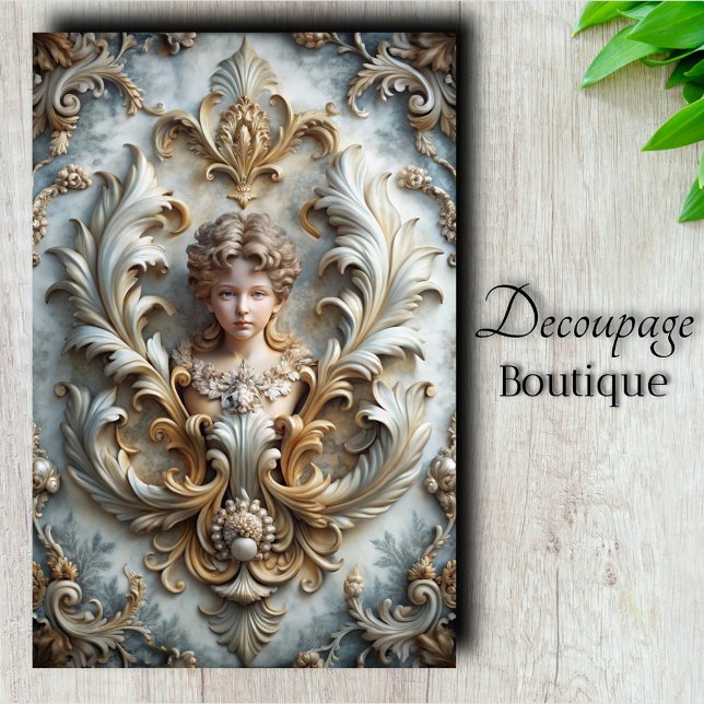 Papel De Seda Ángel Barroco Querubín Decoupage (Baroque Angel Cherub Decoupage Tissue Paper)
