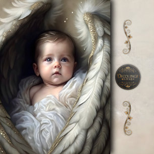 Papel De Seda Ángel Bebé en Alas Suaves Decoupage