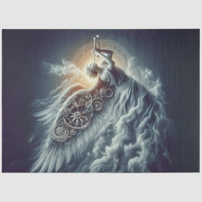 Papel De Seda Ángel celeste desmoronando con una trompeta (Anverso)