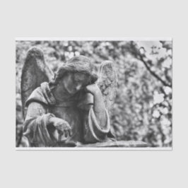 Papel De Seda Ángel cementerio blanco y negro