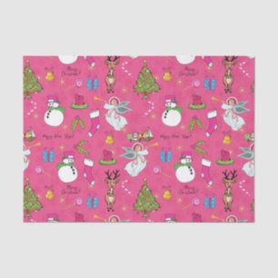 Papel De Seda ángel, ciervo y muñeco de nieve de los navidades