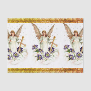 Papel De Seda Ángel Con Flores Cruzadas Y Clematis