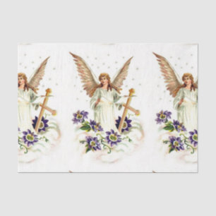 Papel De Seda Ángel Con Flores Cruzadas Y Clematis