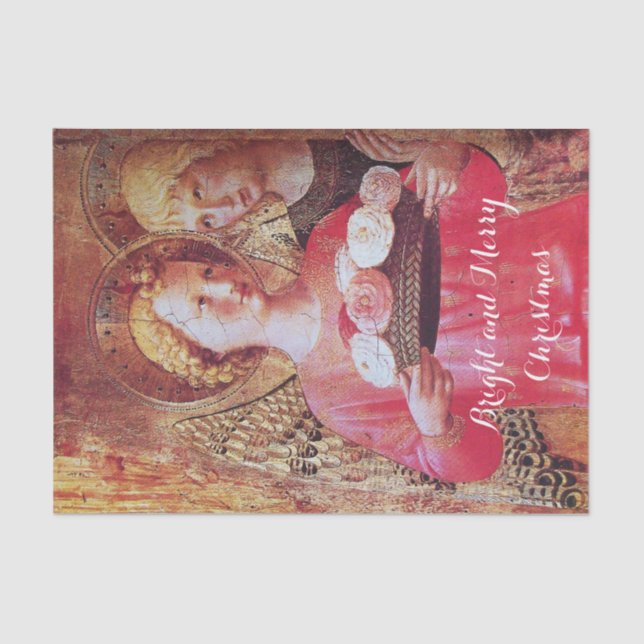 PAPEL DE SEDA ANGEL CON ROSAS Y ARCHANGEL GABRIEL (Anverso)