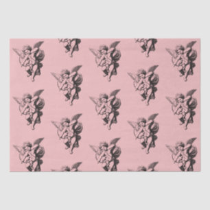 Papel De Seda Ángel cupido de la cosecha en rosa