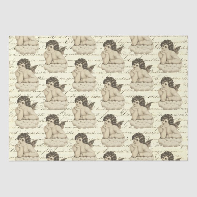 Papel De Seda Ángel de cherub beige lindo con sabor a francés (Anverso)
