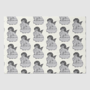 Papel De Seda Ángel de cherub blanco negro lindo