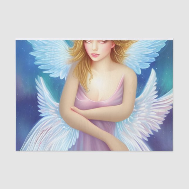 Papel De Seda Ángel de fantasía rosa y azul decoupage (Anverso)