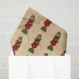 Papel De Seda Ángel de Navidad Antiguo Parchís Victoriano Niña
