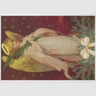 Papel De Seda Ángel de Navidad Vintage con árbol festivo