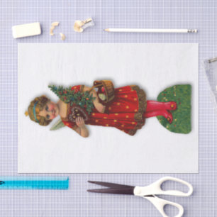 Papel De Seda Ángel de Navidad Vintage Victoriano Scrap Girl Gra