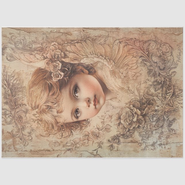 Papel De Seda Ángel de San Valentín dorado (Anverso)