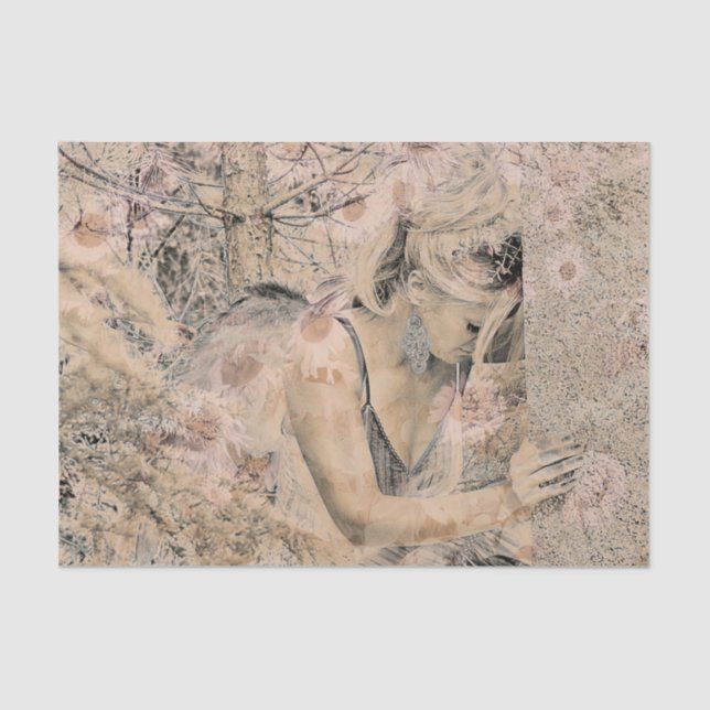 Papel De Seda Angel Elegant Boho Floral Antique Sepia (Anverso)