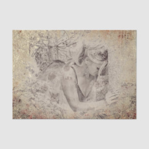 Papel De Seda Ángel Elegante Boho Floral Antiguo Sepia Textura