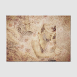 Papel De Seda Ángel Elegante Marrón Brillante Sepia Floral Antig