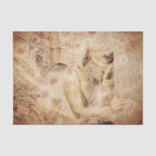 Papel De Seda Ángel Elegante Marrón Brillante Sepia Floral Antig