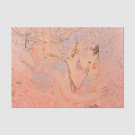 Papel De Seda Ángel Elegante Rosa Oro Peach Floral Antiguo